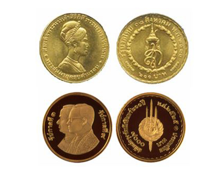 the minting of specimen gold coins with a value of 1 saleung, 2 saleung and 1 baht in 1913
