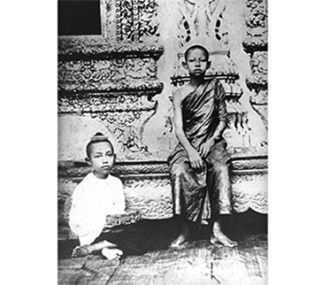 The Crown Prince Maha Vajirunhis as a novice monk and Prince Maha Vajiravudh (later King Rama VI)
